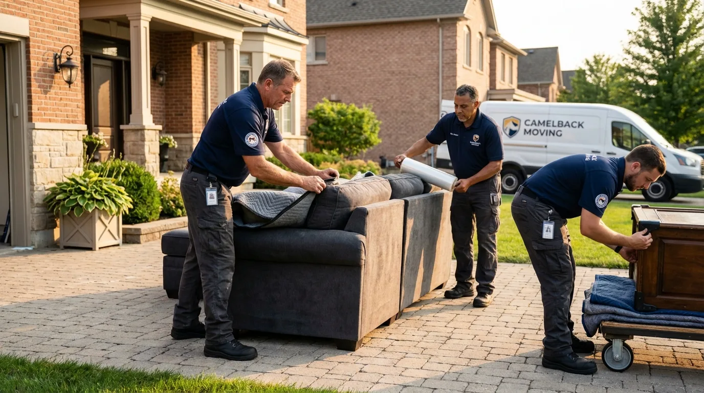 Large estate moving crew wrapping furniture in Fruita, CO