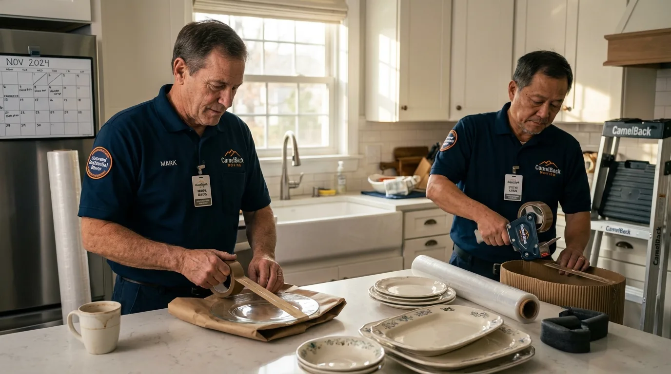 Professional crew packing kitchen dishware in Fruita, CO